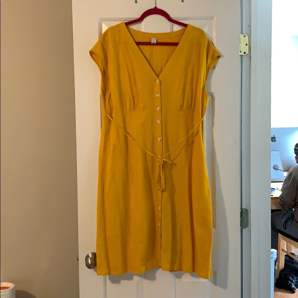 Old Navy Mustard Yellow Button-Front Dress